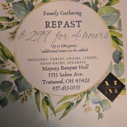 Majesty Banquet Hall - Flyer with information on location
