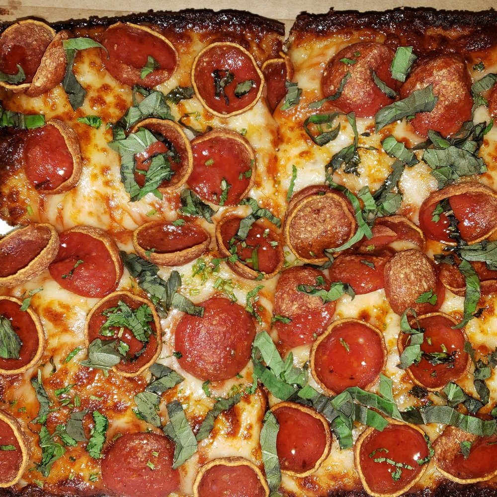 Bobbi’s - Sgt Pepperoni red sauce, pepperoni, hot honey, basil - Pizza Near Me - New Haven, Connecticut Bobbi’s - Sgt Pepperoni red sauce, pepperoni, hot honey, basil - Pizza Near Me - New Haven, Connecticut