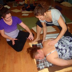 Central Florida School of Massage Therapy - Me in the purple learning Thai massage! Every class was life changing and every instructor wanted you to succeed!
