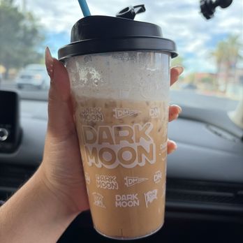 Dark Moon Coffee Roasters - Iced chai half sweet Vanilla w/oat milk + moon cap - Coffee Roasteries Near Me - Henderson, Nevada Dark Moon Coffee Roasters - Iced chai half sweet Vanilla w/oat milk + moon cap - Coffee Roasteries Near Me - Henderson, Nevada