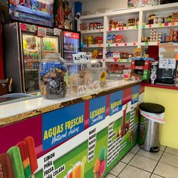 The counter where you order your food. The counter where you order your food.