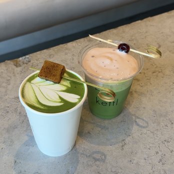 Kettl Matcha Sen Mon Ten - Kabocha & Miso + Cherry Matchas | IG & TikTok @territheplatypus.eatz - Coffee & Tea Near Me - Brooklyn, New York