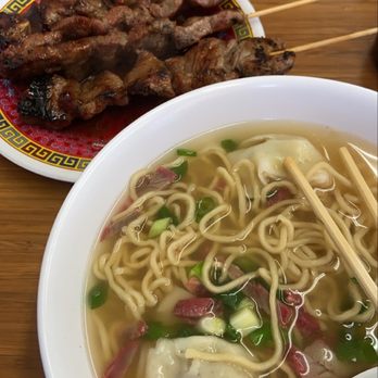 Palace Saimin - Small wonton min and bbq beef sticks - Japanese Near Me - Honolulu, Hawaii Palace Saimin - Small wonton min and bbq beef sticks - Japanese Near Me - Honolulu, Hawaii