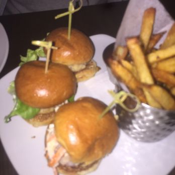 Juniper Bar - Pick any 3 sliders for $14 we got 2 grab cake 1 shrimp. The shrimp was amazing - Cocktail Bars Near Me - New York, New York