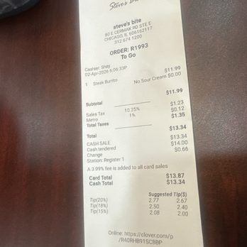 Steve's Bite - Receipts - Fast Food Near Me - Chicago, Illinois Steve's Bite - Receipts - Fast Food Near Me - Chicago, Illinois