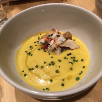 Prubechu - Squash soup with shellfish oil and pickled lobster - Guamanian Near Me - San Francisco, California