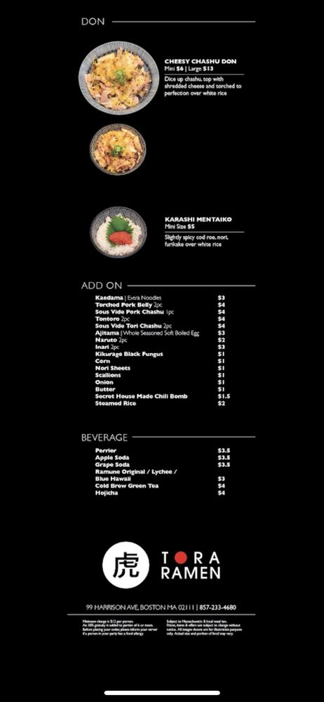 Food from Tora Ramen