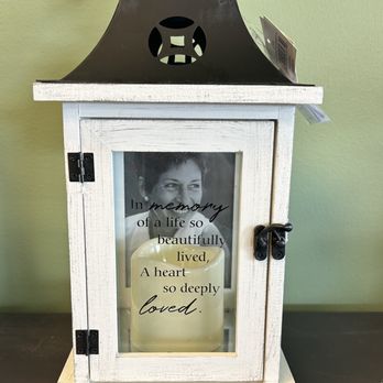 Deb's Floral Design - This lantern has a place for a photo - Florists Near Me - Monroe, Michigan