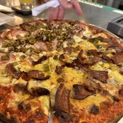Fireside Foundry - Bacon cheese burger pizza and half fireside special