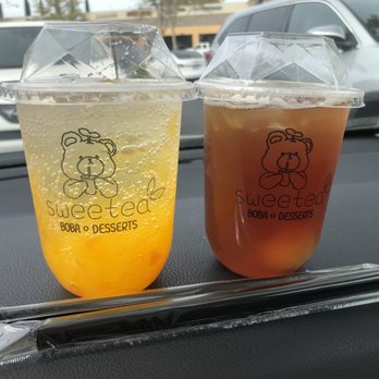 Sweetea - Peach Bubbling with Mango Star Jelly and Lychee Fruit Tea - Bubble Tea Near Me - Roseville, California