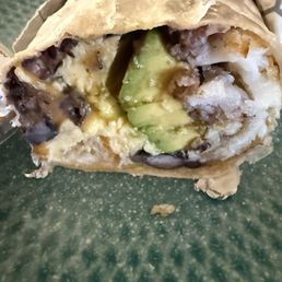 Some type of egg burrito. I ordered a vegan carnitas burrito. They got my order totally wrong.