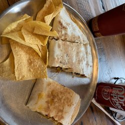 Flying Burrito - Chicken quesadilla comes with chips