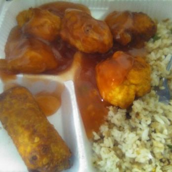 Lucky Boy Restaurant - Combo A (sweet and sour chicken) less thank $5 total! - American Near Me - Albuquerque, New Mexico