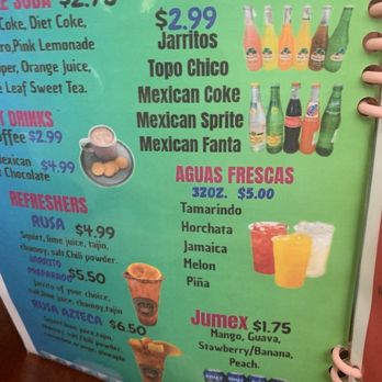 Delicias Aztecas - Drink menu - Mexican Near Me - Marrero, Louisiana