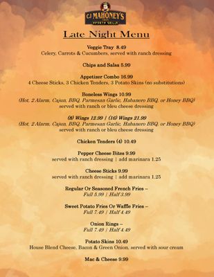 Menu photo 1 CJ Mahoney's Troy Troy, MI Menu photo 1 CJ Mahoney's Troy Troy, MI