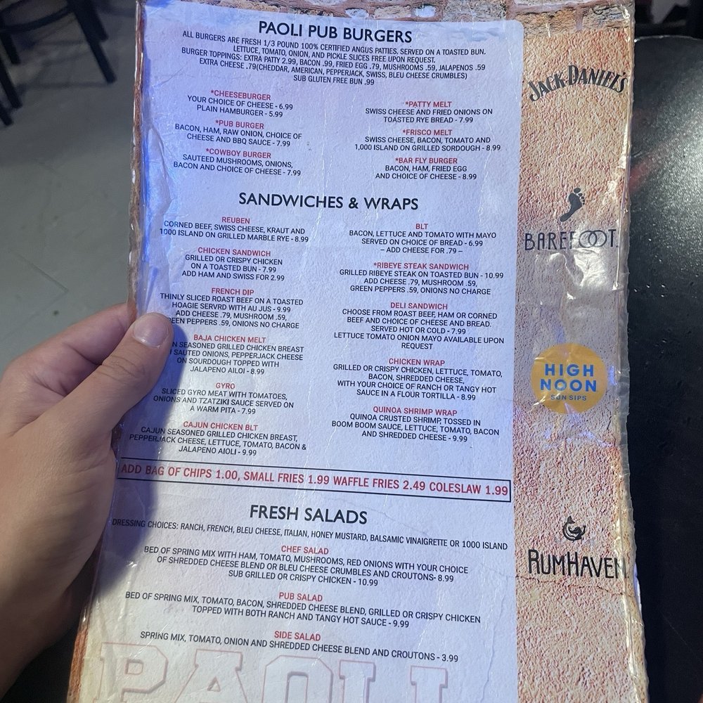 Paoli Pub & Grill - Menu - Pubs Near Me - Belleville, Wisconsin Paoli Pub & Grill - Menu - Pubs Near Me - Belleville, Wisconsin