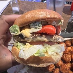 Gaslamp burger w/ Sweet Potato tots Gaslamp burger w/ Sweet Potato tots