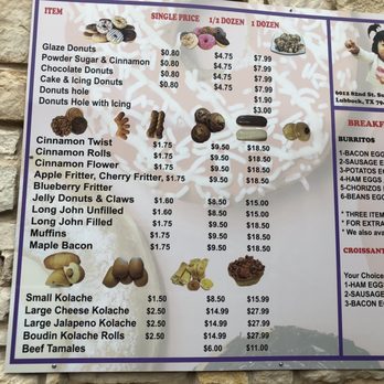 Rita’s Donuts - Menu 1 - Donuts Near Me - Lubbock, Texas