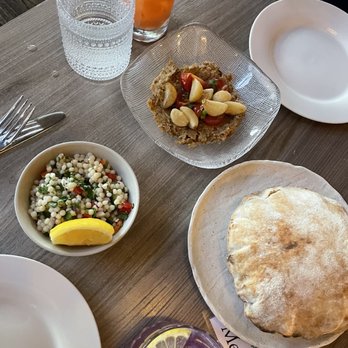 Ash'Kara - Couscous, baba ganoush with garlic confit, and pita! - Mediterranean Near Me - Denver, Colorado Ash'Kara - Couscous, baba ganoush with garlic confit, and pita! - Mediterranean Near Me - Denver, Colorado