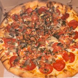 Marcello's - Personal Red Bruschetta Pizza with added mushrooms and pepperoni