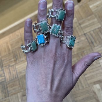 Grey Wolf - Navajo made Sandcast Kingman Turquoises Rings - Jewelry Near Me - Scottsdale, Arizona