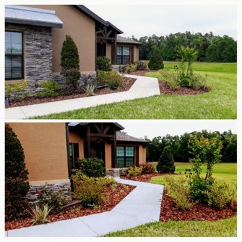 Affordable Paradise Lawn Service - Before and after picture of laying mulch. - Landscaping Near Me Affordable Paradise Lawn Service - Before and after picture of laying mulch. - Landscaping Near Me