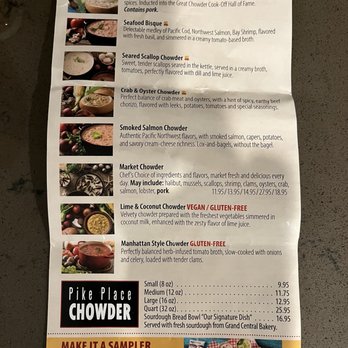 Pike Place Chowder - Chowder menus - Seafood Near Me - Seattle, Washington Pike Place Chowder - Chowder menus - Seafood Near Me - Seattle, Washington