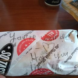 My sister works there, she wrote me a note... My sister works there, she wrote me a note...