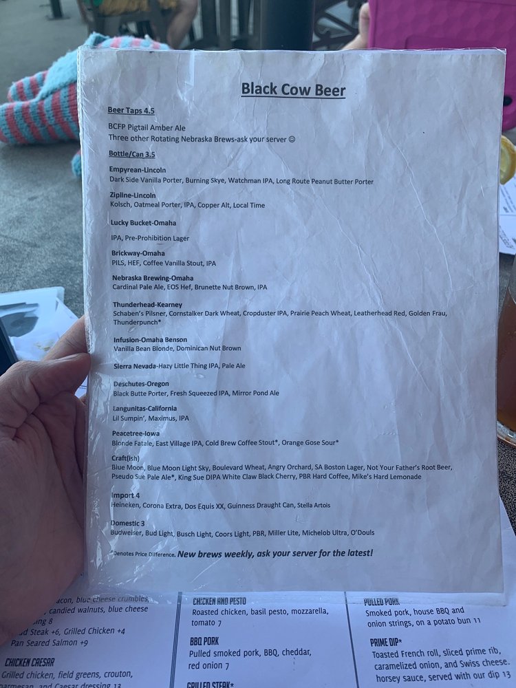 A close-up of the beer menu