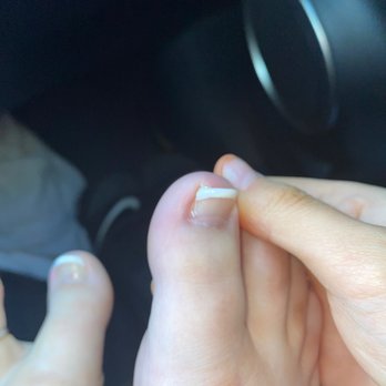 Palm Spa Nails - Uneven and corner not completely covered. - Nail Salons Near Me - Everett, Washington