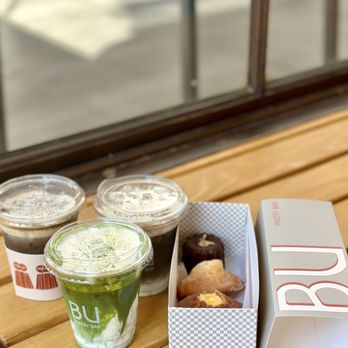 Bu Pastry Bar - 2 hojicha cloud, 1 matcha cloud, pastries - Cafes Near Me - Pasadena, California