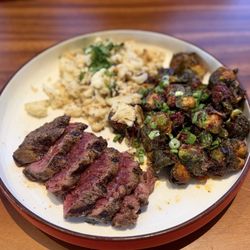 Hg Sply - Pasture-Raised Beef Filet with Honey-Garlic Brussels Sprouts and Coconut Cauliflower
