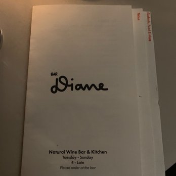 Bar Diane - Menu - Wine Bars Near Me - Portland, Oregon