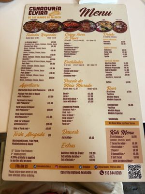 Menu photo 1 Cenaduria Elvira Oakland, CA