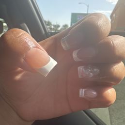 Gel x, French tips, 3D flower made by my girl mimi Gel x, French tips, 3D flower made by my girl mimi