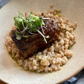 The Conservatory - Braised short rib with risotto - New American Near Me - Half Moon Bay, California The Conservatory - Braised short rib with risotto - New American Near Me - Half Moon Bay, California