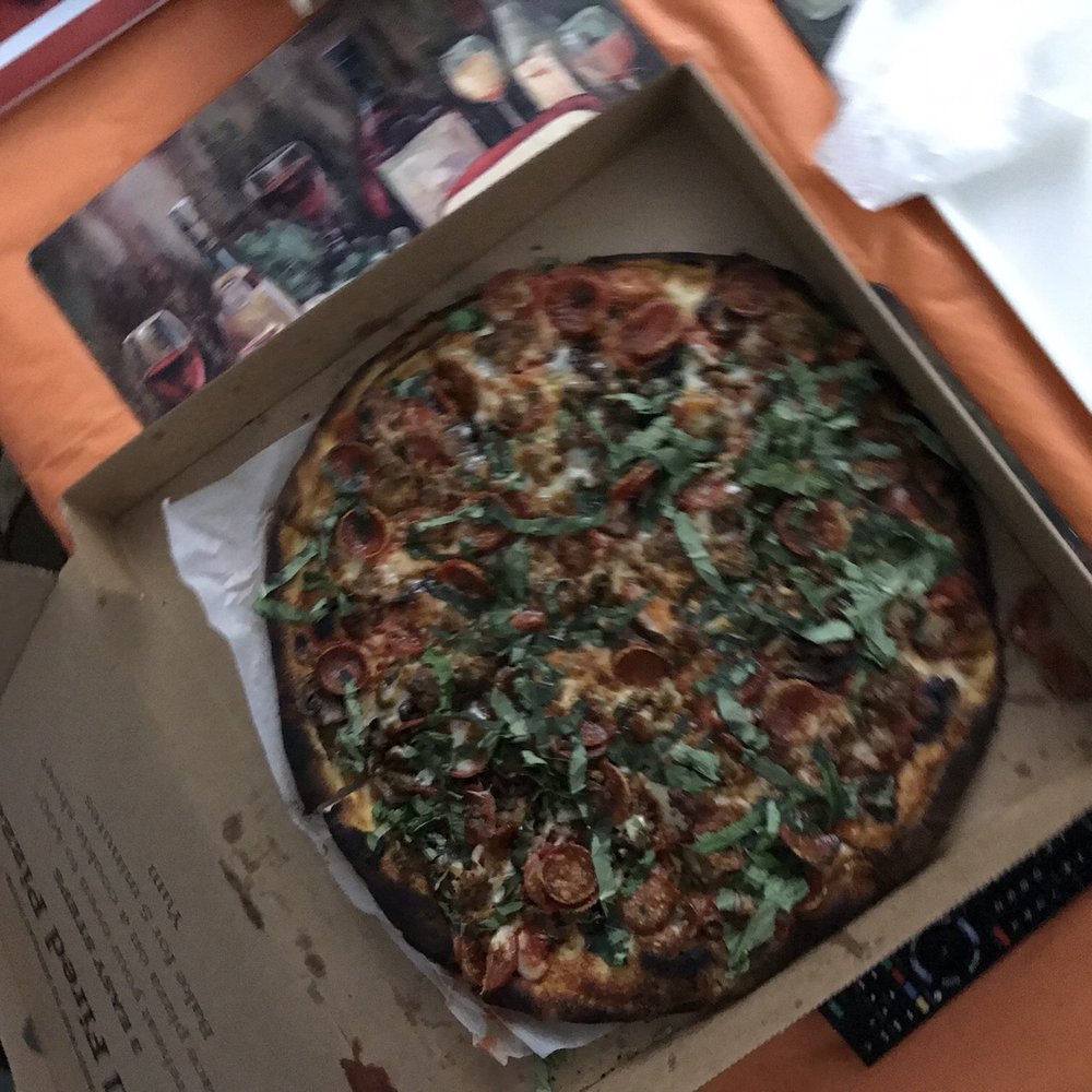 Anthony's Coal Fired Pizza & Wings - This pizza was burnt mostly on the bottom edges didn't turn out as a total loss - Pizza Near Me - Boca Raton, Florida Anthony's Coal Fired Pizza & Wings - This pizza was burnt mostly on the bottom edges didn't turn out as a total loss - Pizza Near Me - Boca Raton, Florida