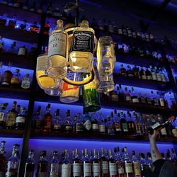 Batch Cafe & Bar - Chandelier and bottle wall