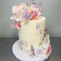 Custom Cake with handmade, edible flowers!