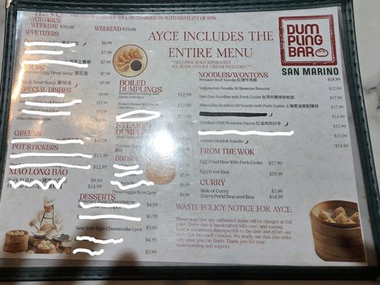 Menu photo 1 Dumpling Bar San Marino, CA