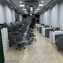 View from the front.  Super nice pedi-chairs