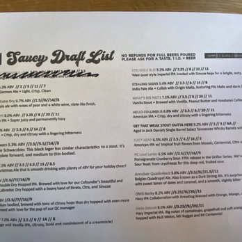 Saucy Brew Works - Current Draft List - Coffee & Tea Near Me - Columbus, Ohio