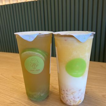 Jam Jam Tea Lab - Grape slush and coconut mango Pamela: Both were good! - Bubble Tea Near Me - Irvine, California Jam Jam Tea Lab - Grape slush and coconut mango Pamela: Both were good! - Bubble Tea Near Me - Irvine, California