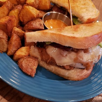 The Blue Duck - Crispy Chicken Club on Sourdough w/Home Fries - Sandwiches Near Me - Maplewood, Missouri
