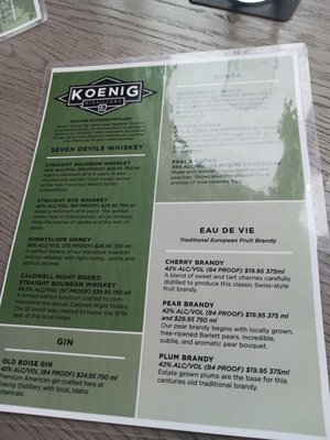 Menu photo 3 Koenig Distillery Caldwell, ID Menu photo 3 Koenig Distillery Caldwell, ID