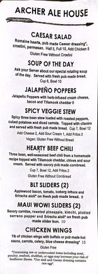 Menu photo 4 The Archer Ale House Bellingham, WA Menu photo 4 The Archer Ale House Bellingham, WA