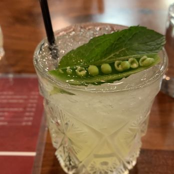 Virago Spirits - Snap pea cocktail. They even made a snap pea simple syrup - woah. Virago swaps out cocktails every so often to ensure seasonality. - Distilleries Near Me - Richmond, Virginia Virago Spirits - Snap pea cocktail. They even made a snap pea simple syrup - woah. Virago swaps out cocktails every so often to ensure seasonality. - Distilleries Near Me - Richmond, Virginia