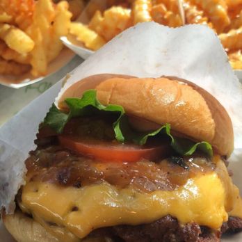 Shake Shack Century City Mall - 2nd Floor - Stack burger - double - caramelized onions - Fast Food Near Me - Los Angeles, California Shake Shack Century City Mall - 2nd Floor - Stack burger - double - caramelized onions - Fast Food Near Me - Los Angeles, California