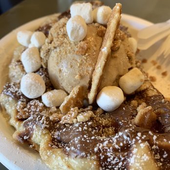 Little Gem Belgian Waffles - S'mores combo - Desserts Near Me - Berkeley, California Little Gem Belgian Waffles - S'mores combo - Desserts Near Me - Berkeley, California