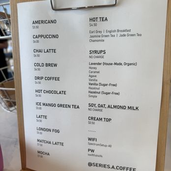 Series A Coffee - Standard menu - Coffee & Tea Near Me - Beverly Hills, California Series A Coffee - Standard menu - Coffee & Tea Near Me - Beverly Hills, California